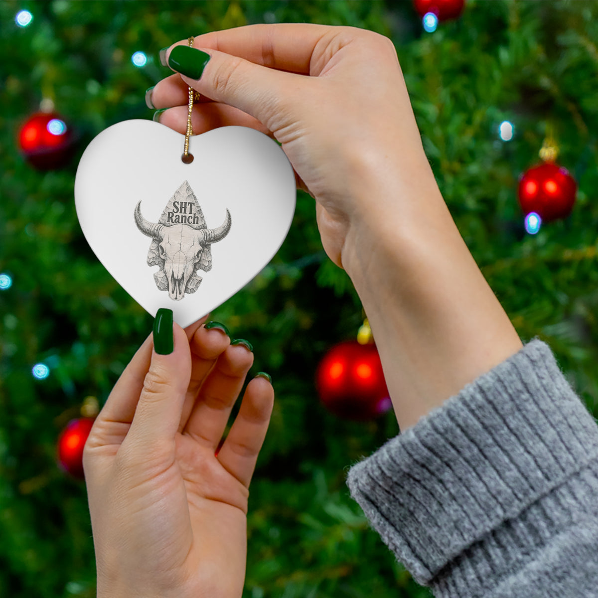 SHT Ranch Skull & Arrowhead Heart Ornament | Wren-Oak Ranch