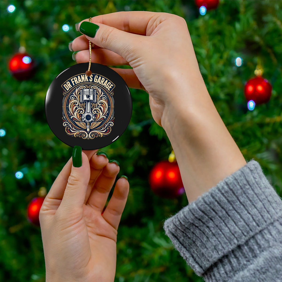 Winged Piston Ceramic Ornament