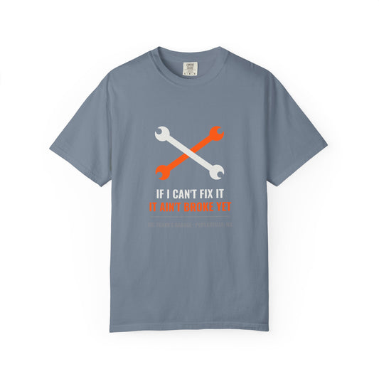 "If I Can't Fix It" Mechanic Tee in Blue Jean – Garage Wear line by Dr. Frank's Garage