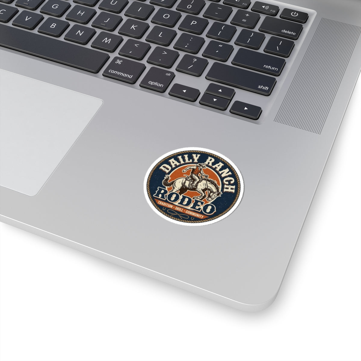 Daily Ranch Rodeo badge kiss-cut sticker with bronc rider