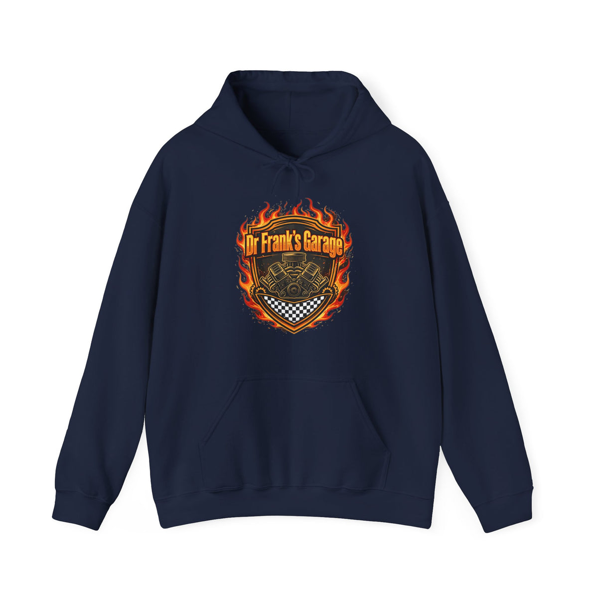 Midnight Flames Garage Hoodie - Dr. Frank's Garage, image 2
