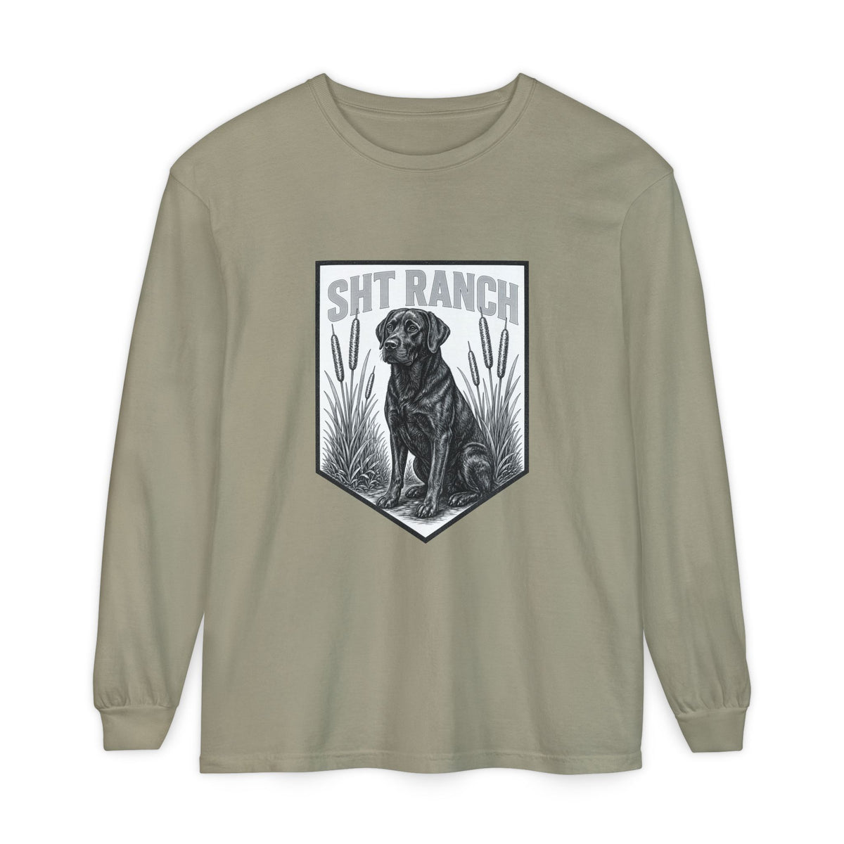 SHT Ranch black lab Comfort Colors long sleeve tee