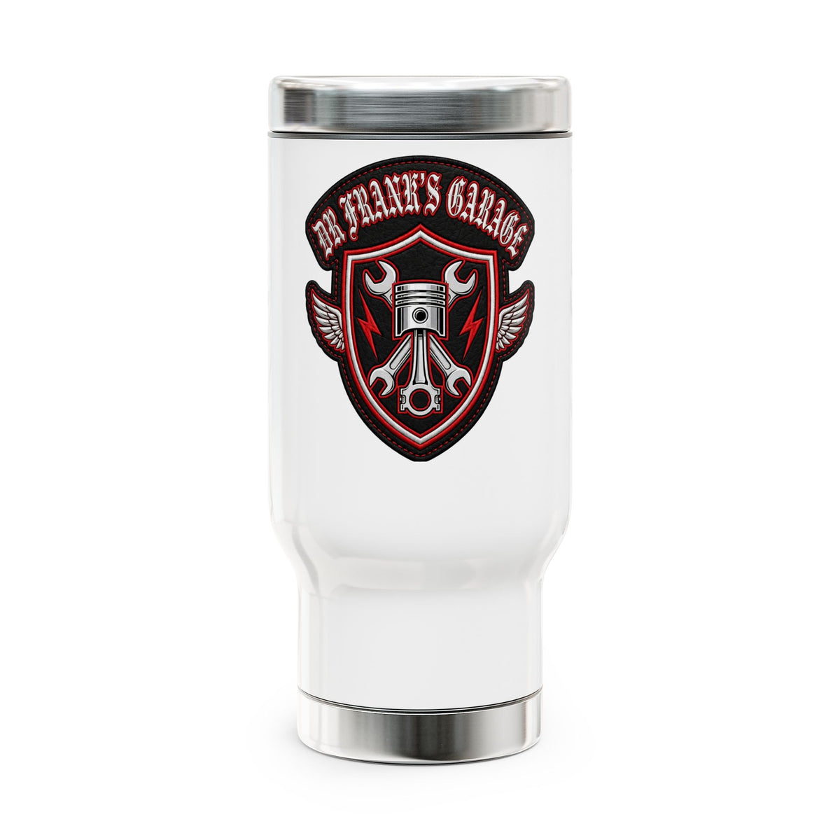 Gasoline Gothic Garage Travel Mug 14oz - Dr. Frank's Garage, image 1