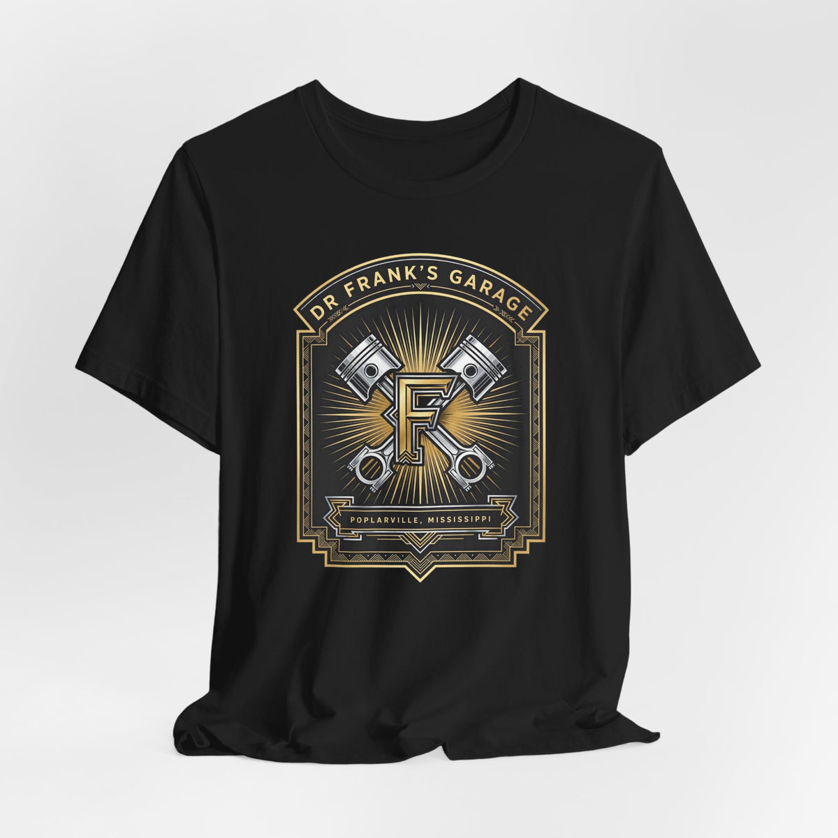 Gilded Pistons Garage Tee - Dr. Frank's Garage, image 6