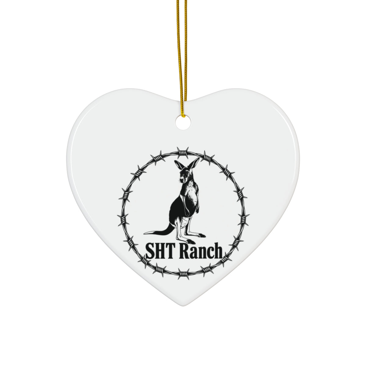 SHT Ranch Kangaroo Barbed Wire Heart Ornament | Wren-Oak Ranch