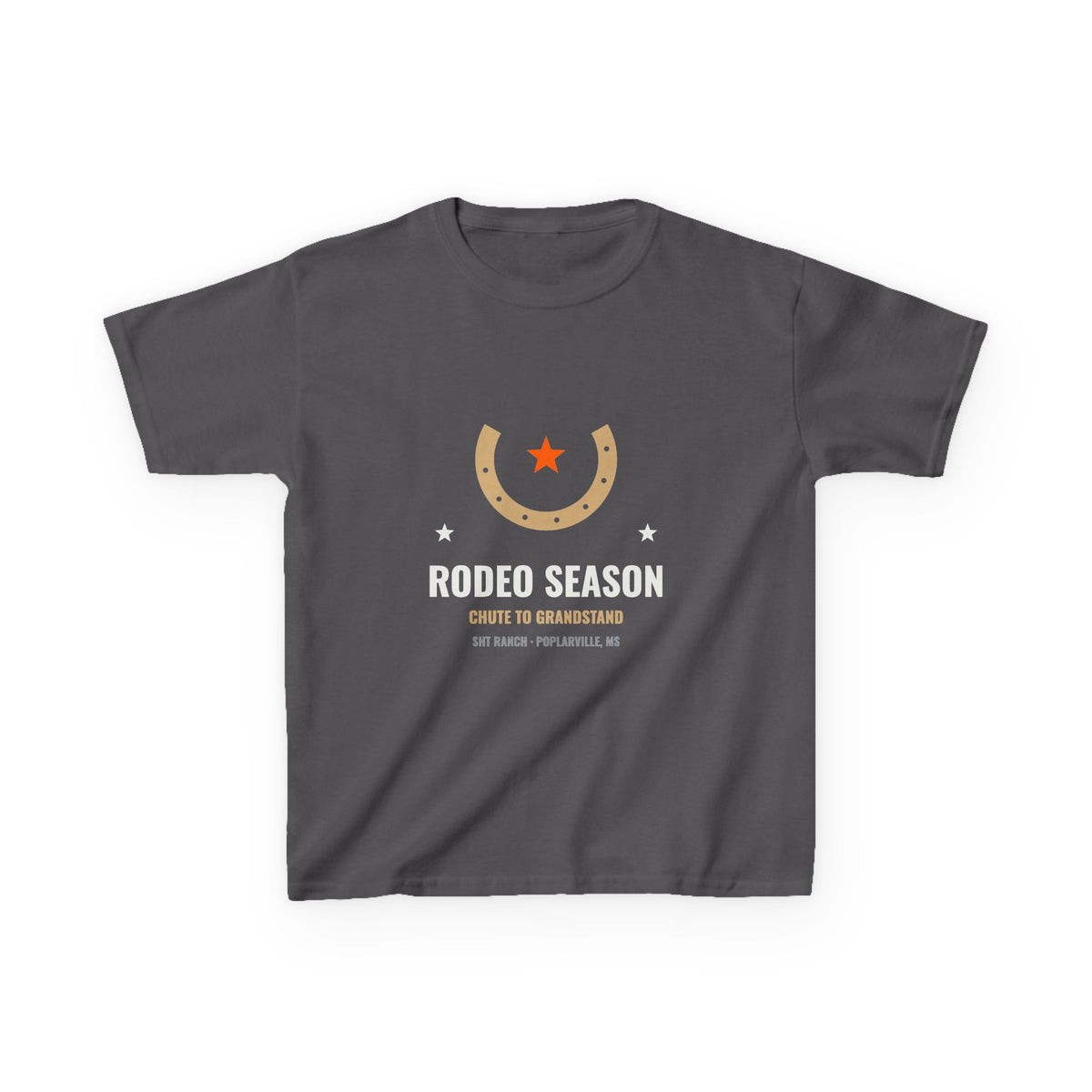 Rodeo Season Tee - Youth in Charcoal – SHT Ranch & Rodeo line by Dr. Frank's Garage