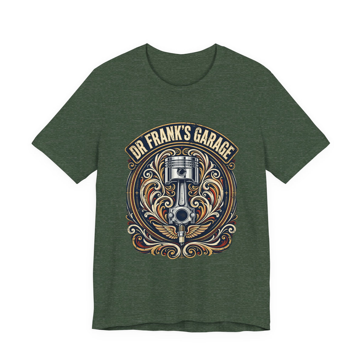 Winged Piston Tee in Heather Forest – Garage Wear line by Dr. Frank's Garage