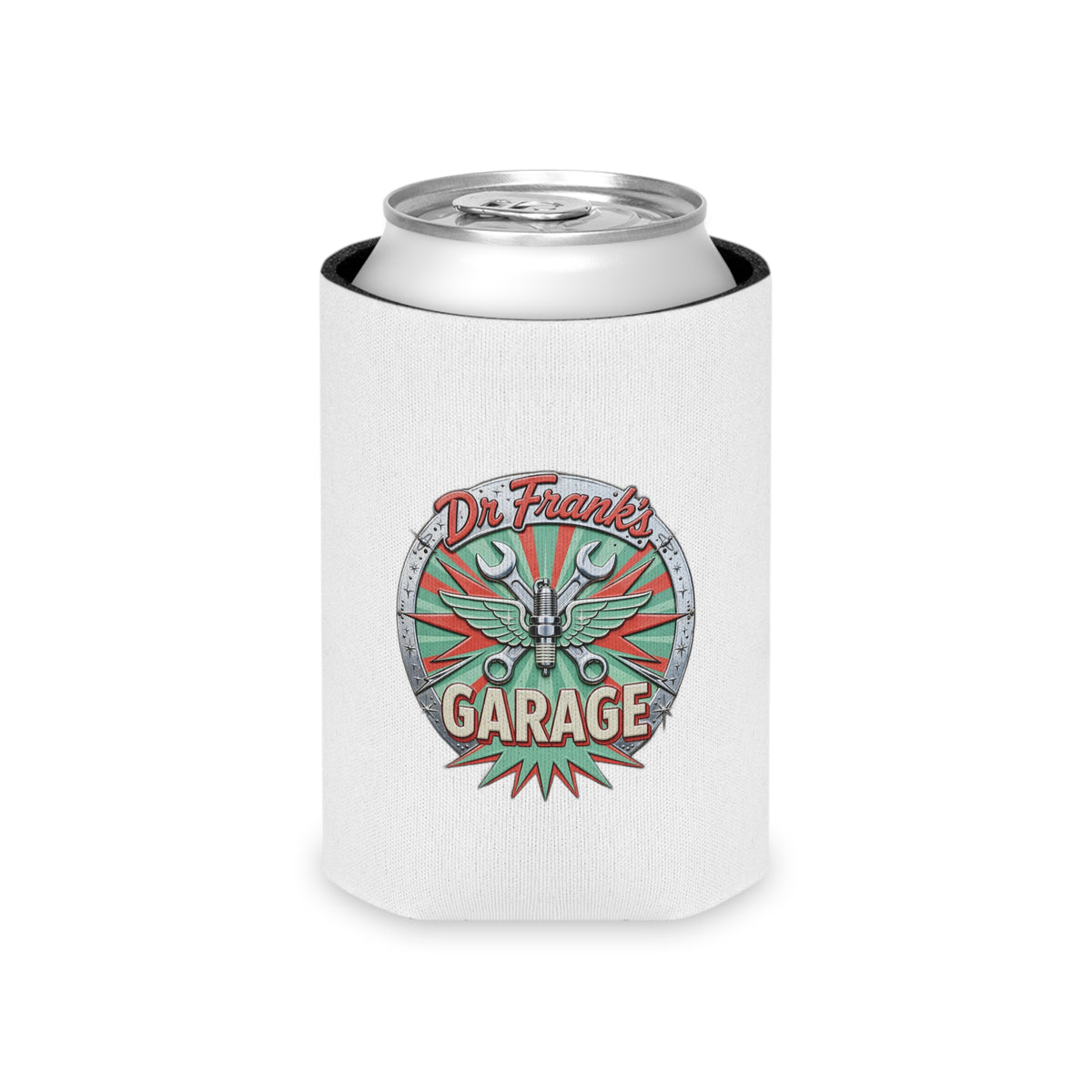 Atomic Garage Can Cooler – Garage Wear line by Dr. Frank's Garage, view 3