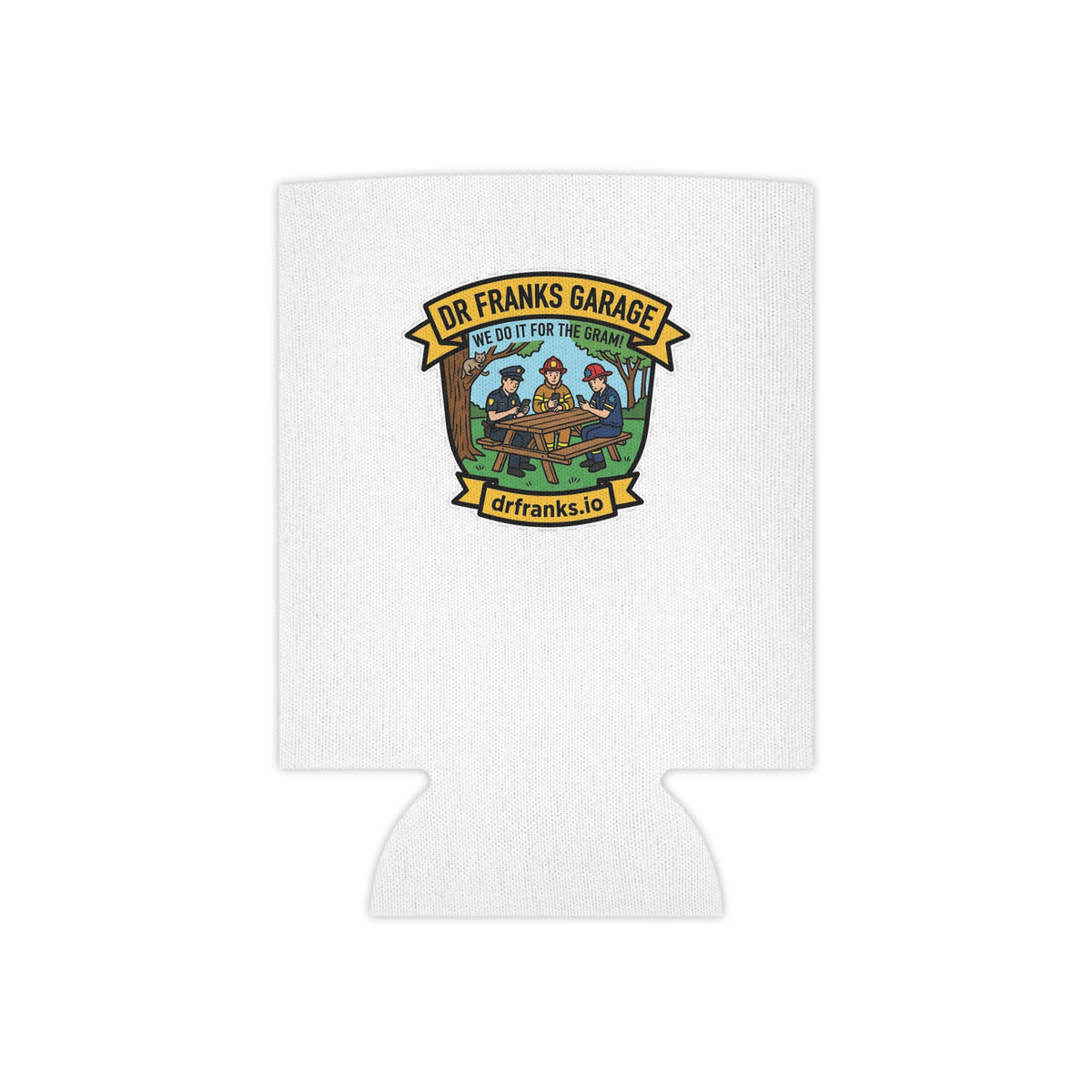 For The Gram can cooler with cop, firefighter and EMT badge