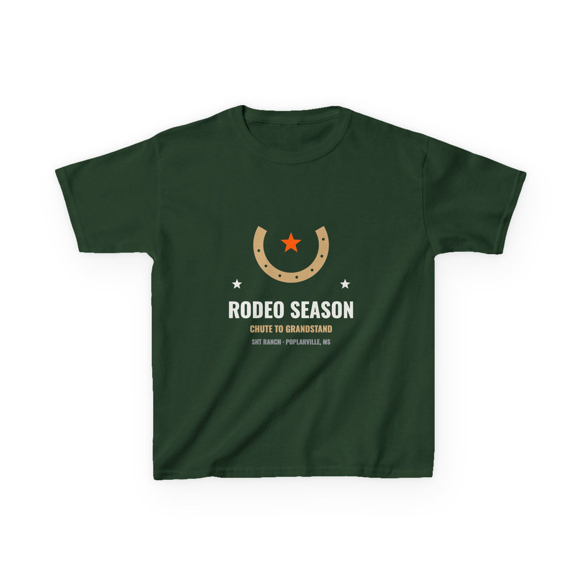 Rodeo Season Tee - Youth in Forest Green – SHT Ranch & Rodeo line by Dr. Frank's Garage