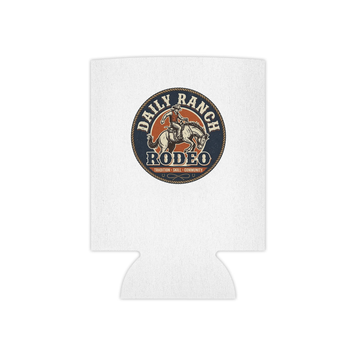 Daily Ranch Rodeo badge can cooler with bronc rider