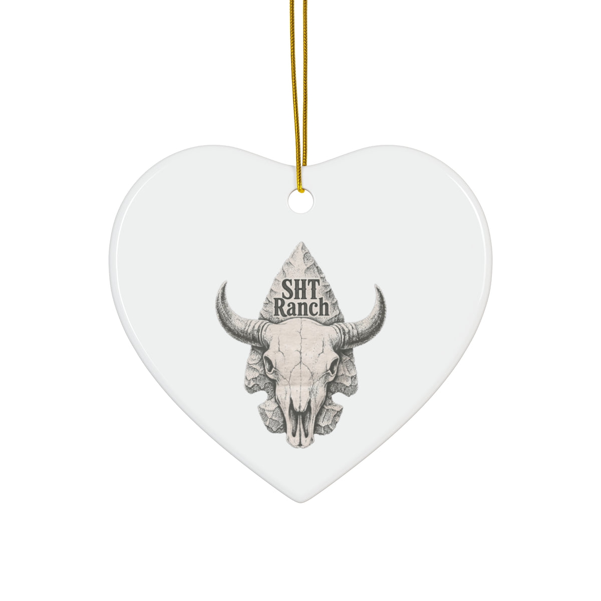 SHT Ranch Skull & Arrowhead Heart Ornament | Wren-Oak Ranch
