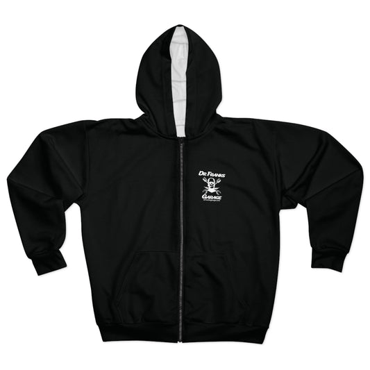 DFG All-Over Print Zip Hoodie zip hoodie – front view | Dr. Frank's Garage