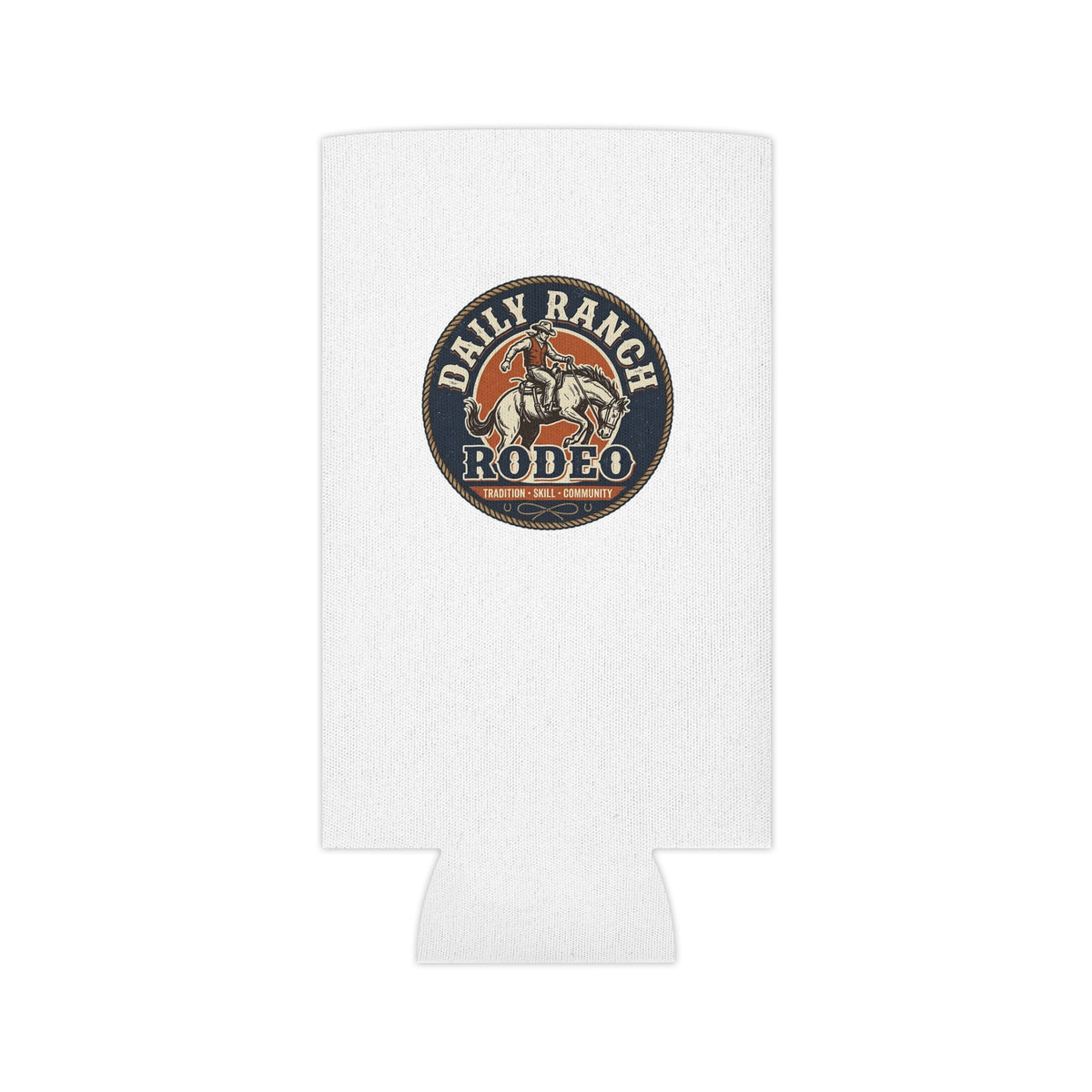 Daily Ranch Rodeo badge can cooler with bronc rider