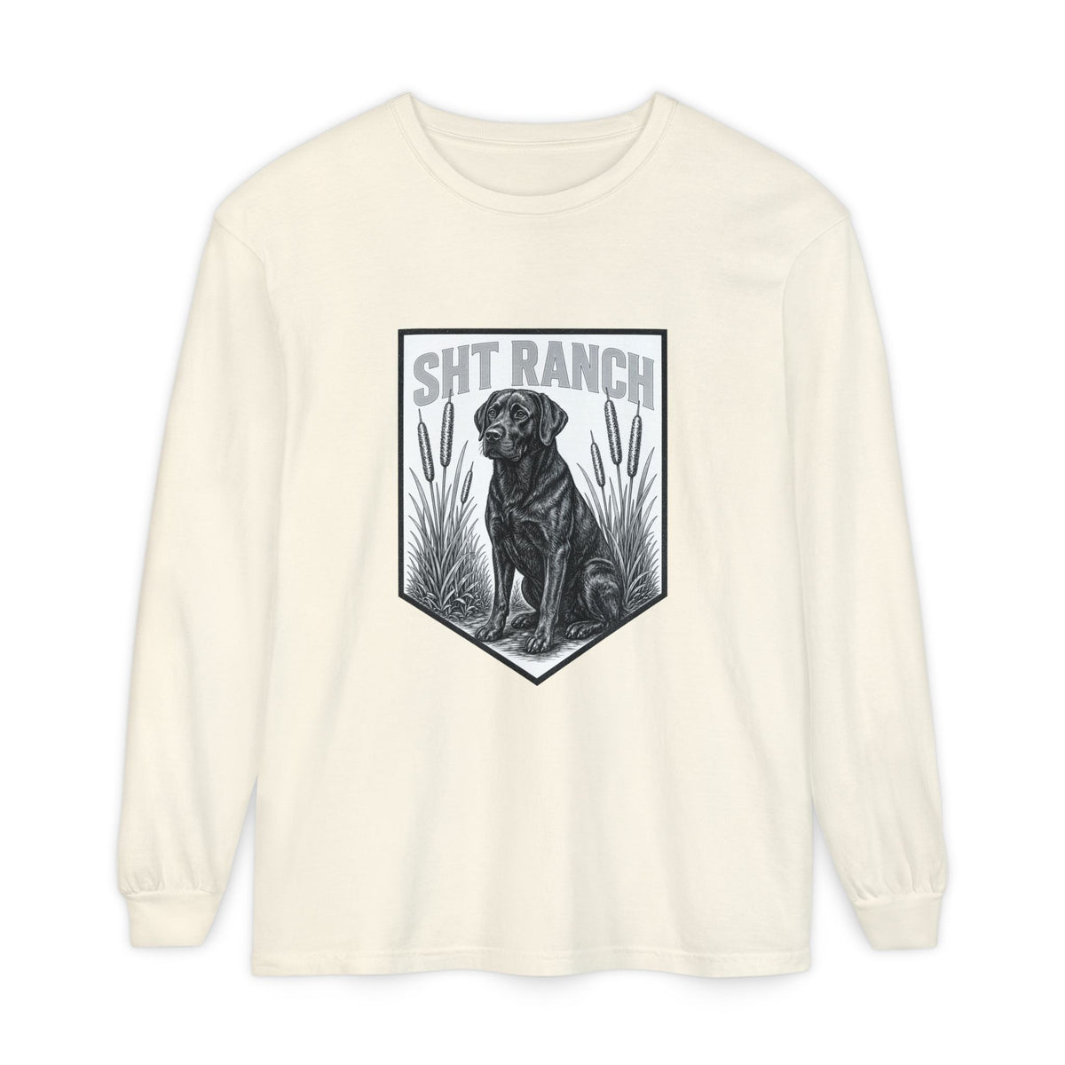 SHT Ranch black lab Comfort Colors long sleeve tee