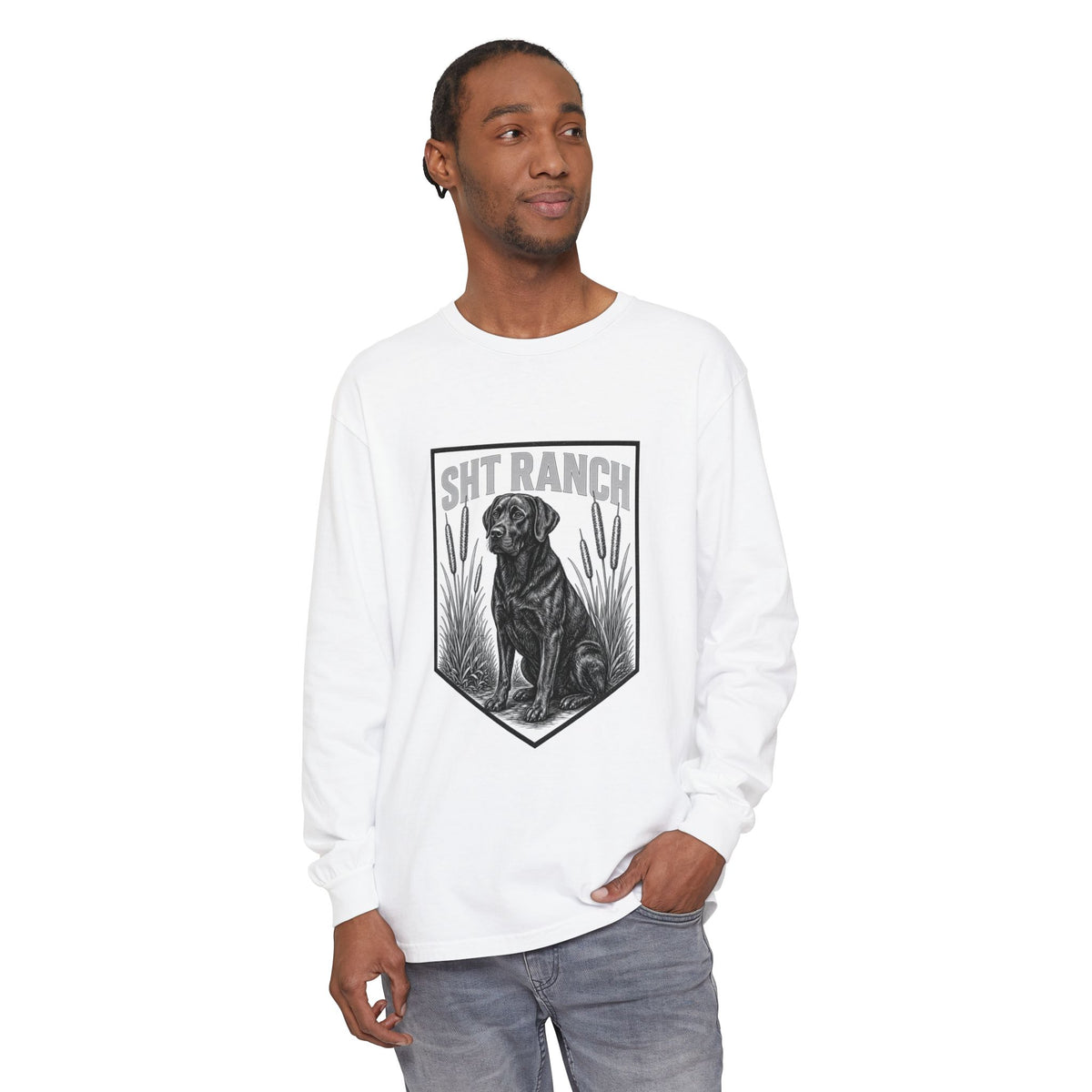 SHT Ranch black lab Comfort Colors long sleeve tee
