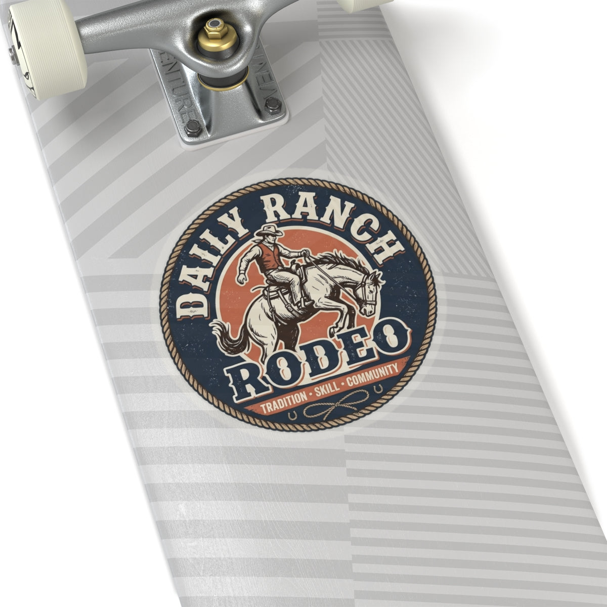 Daily Ranch Rodeo badge kiss-cut sticker with bronc rider