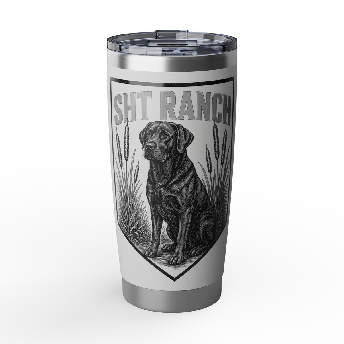 SHT Ranch Black Lab Tumbler in White – SHT Ranch & Rodeo line by Dr. Frank's Garage