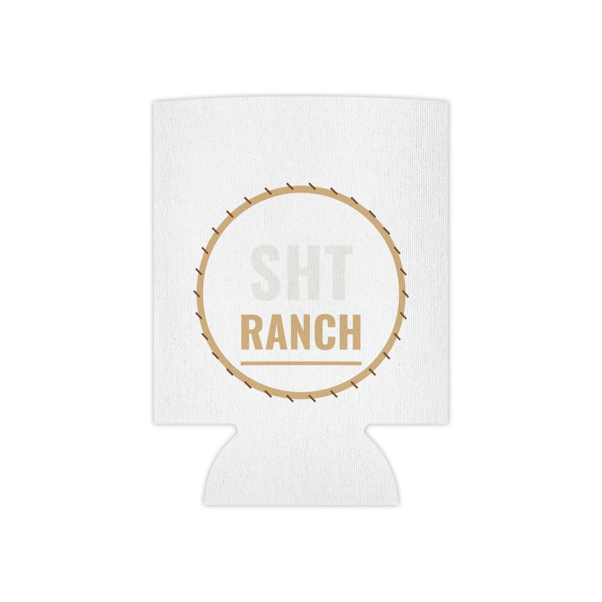 SHT Ranch rope brand can cooler, white with stitched rope circle