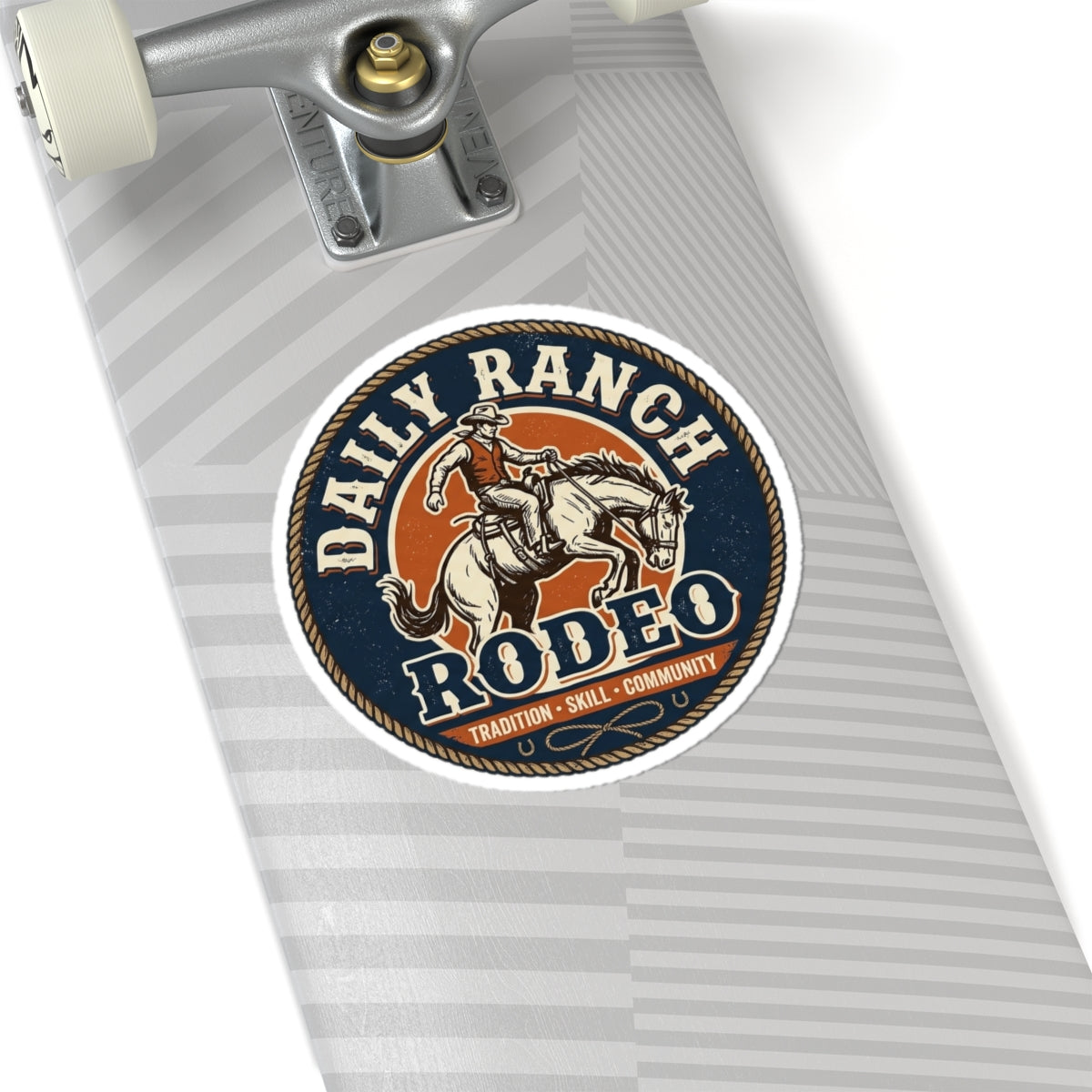 Daily Ranch Rodeo badge kiss-cut sticker with bronc rider