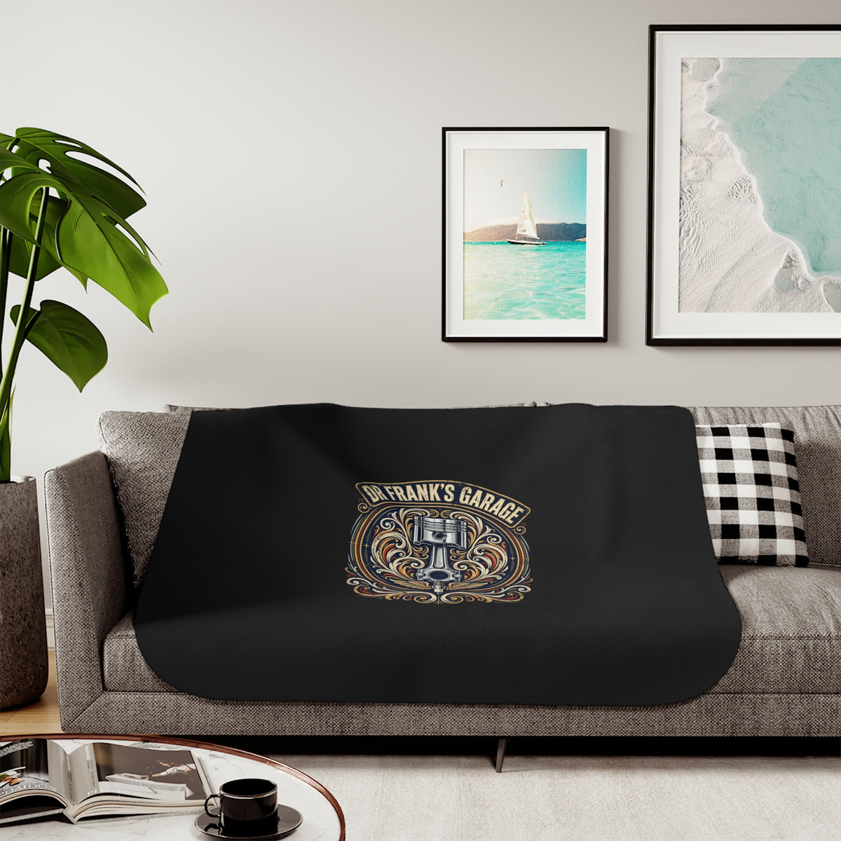 Winged Piston Garage Sherpa Blanket