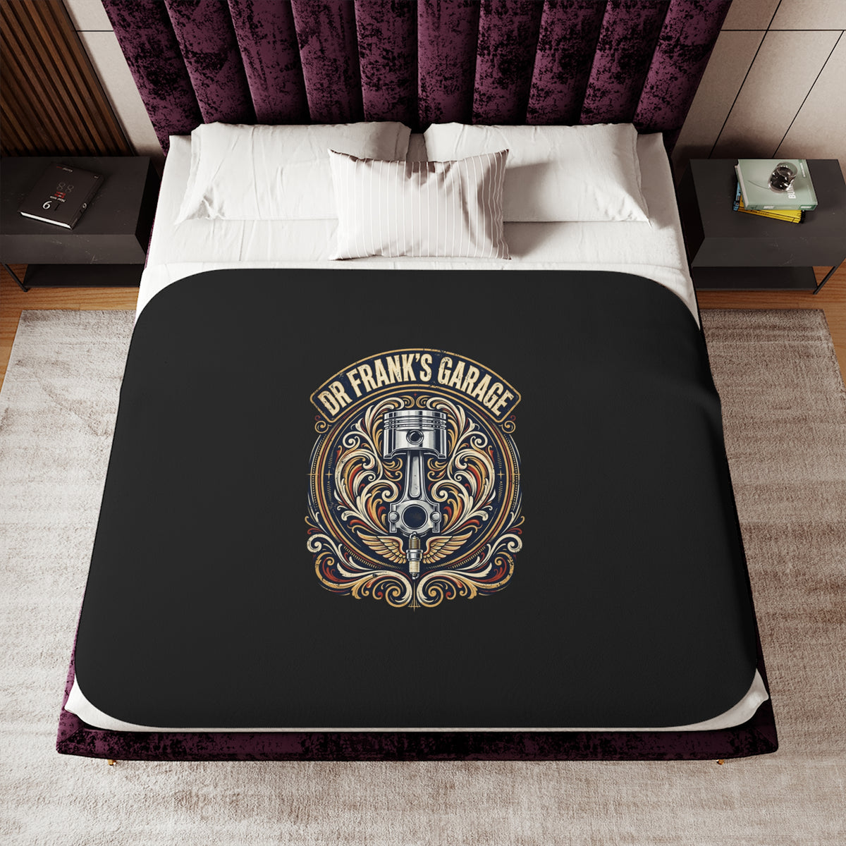 Winged Piston Garage Sherpa Blanket