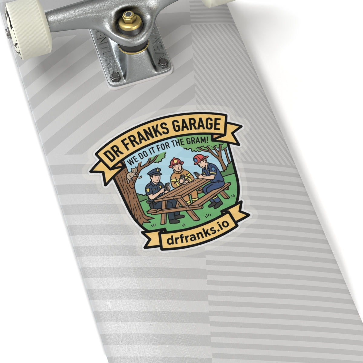 We Do It For The Gram kiss-cut sticker, first responder badge