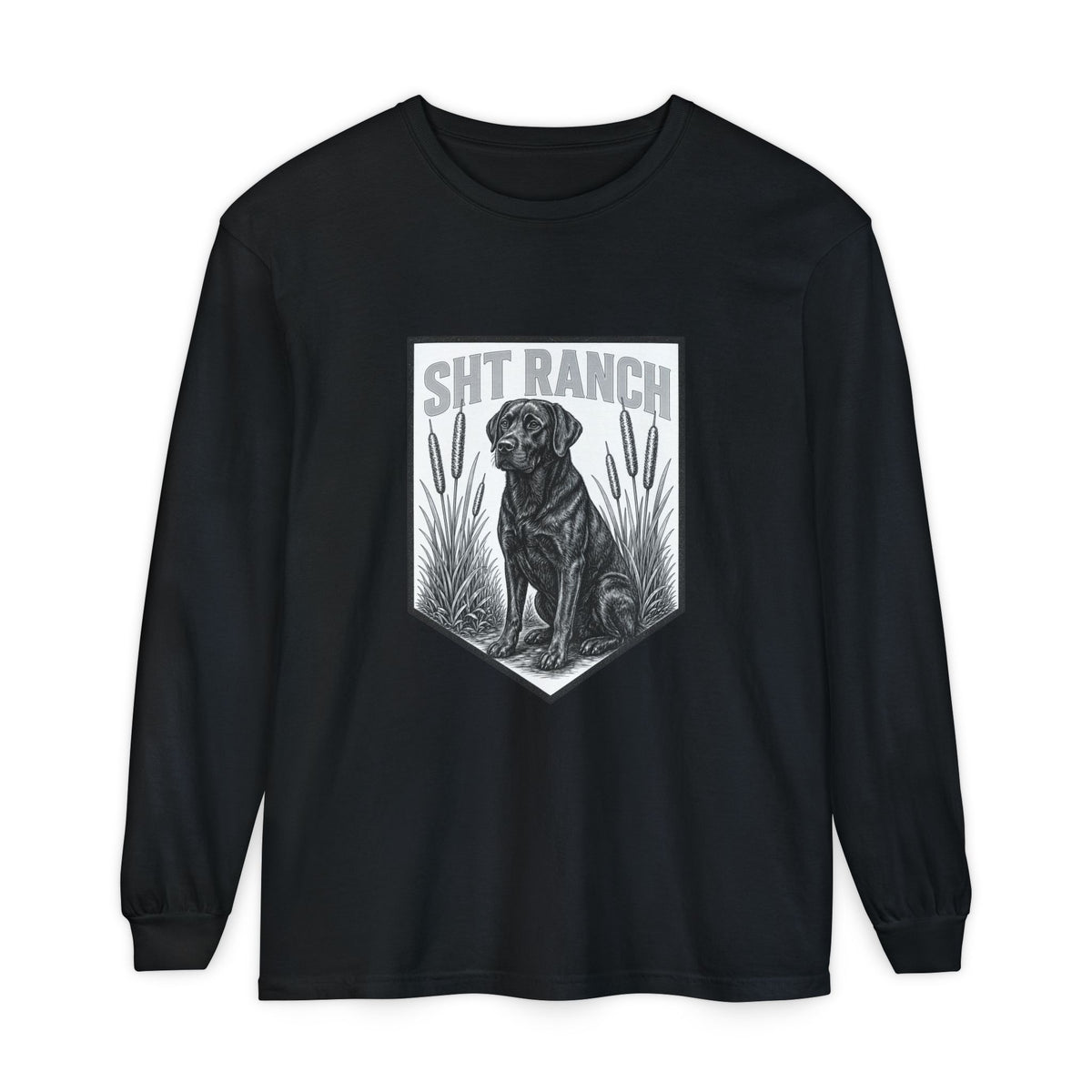 SHT Ranch black lab Comfort Colors long sleeve tee