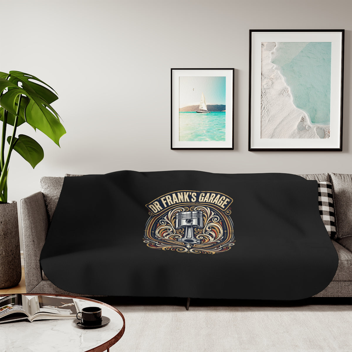 Winged Piston Garage Sherpa Blanket