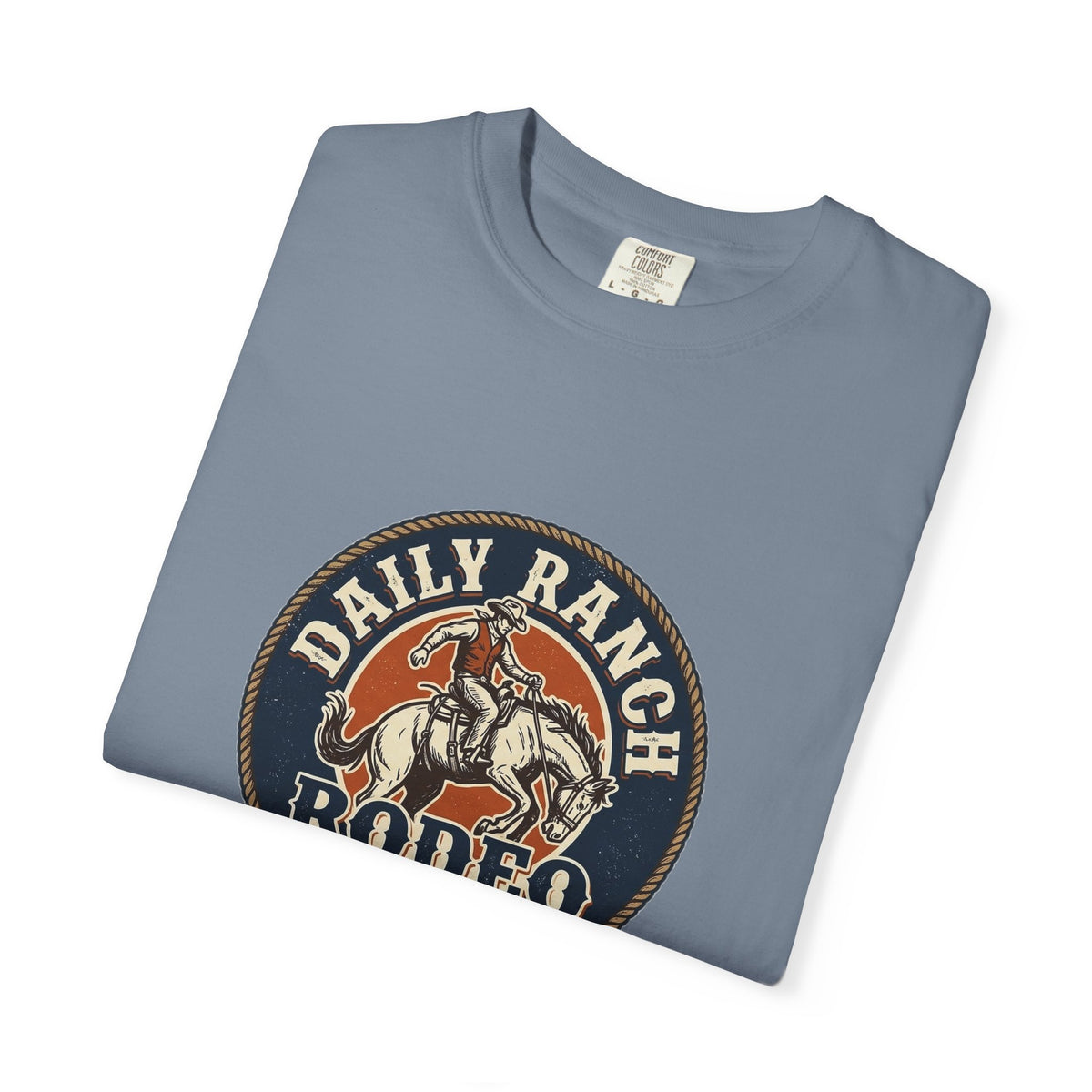 Daily Ranch Rodeo badge Comfort Colors tee with bronc rider