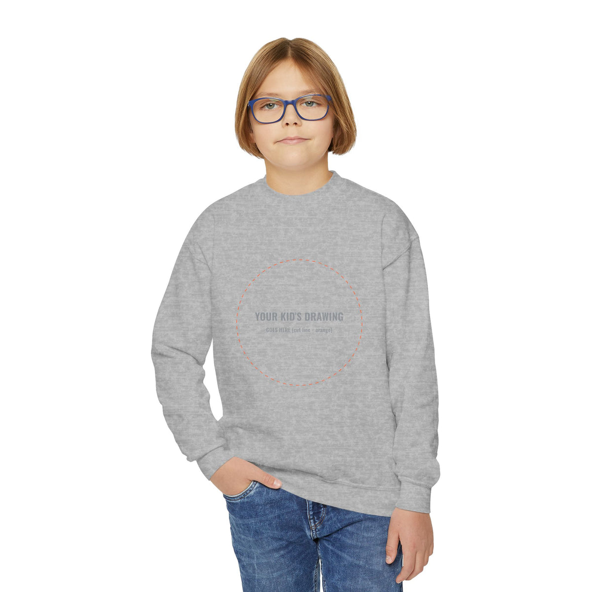 Your Kid's Drawing Youth Fleece Crewneck – Finders Keepers line by Dr. Frank's Garage, view 7