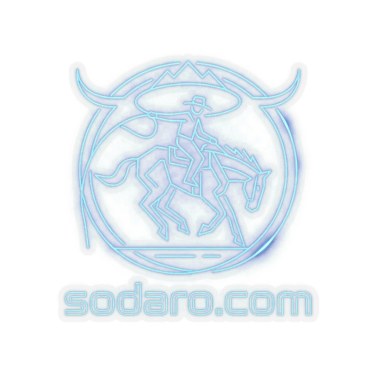 SHT Ranch neon blue bronc rider kiss-cut sticker, sodaro.com