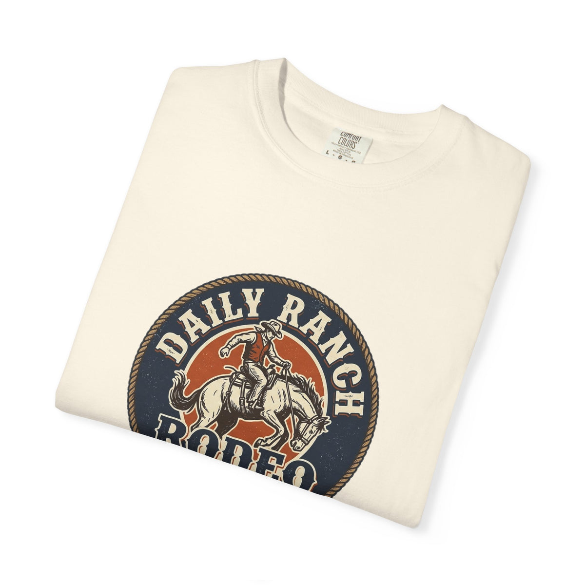 Daily Ranch Rodeo badge Comfort Colors tee with bronc rider
