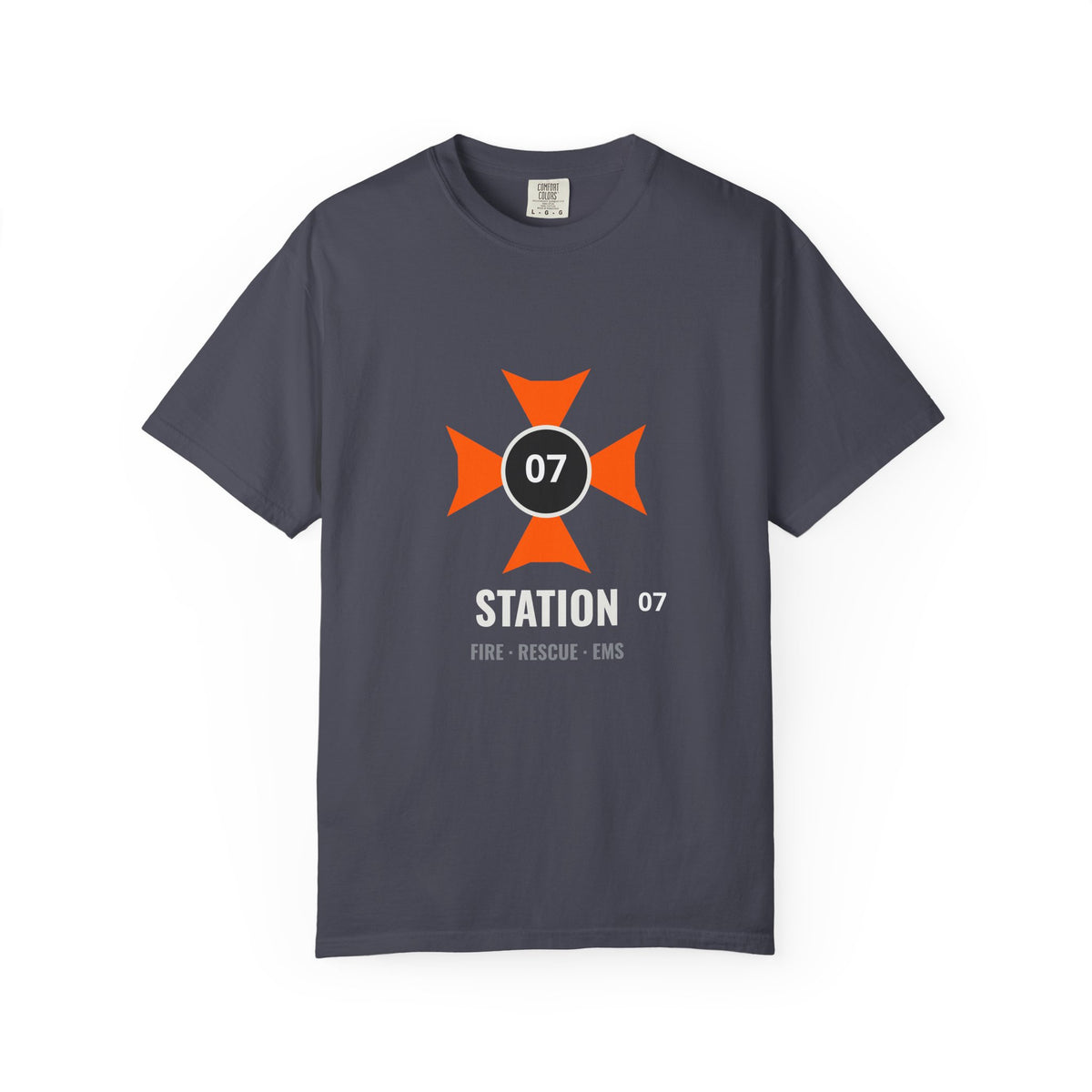 Station-Number Personalized Tee in Navy – Public Safety line by Dr. Frank's Garage