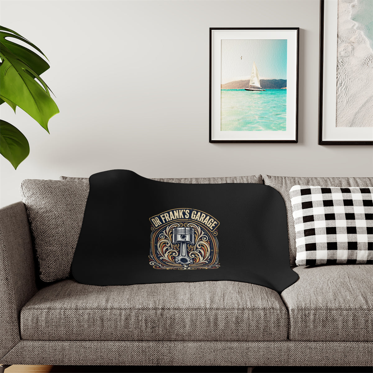 Winged Piston Garage Sherpa Blanket