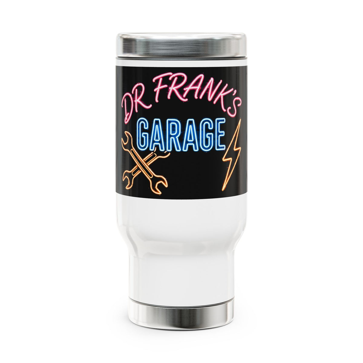 Neon Nights Garage Travel Mug 14oz - Dr. Frank's Garage, image 1