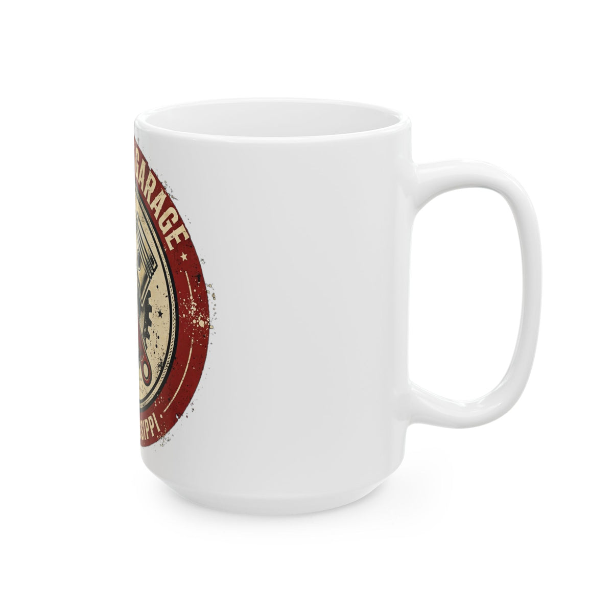 Vintage Badge Garage white ceramic mug, image 8