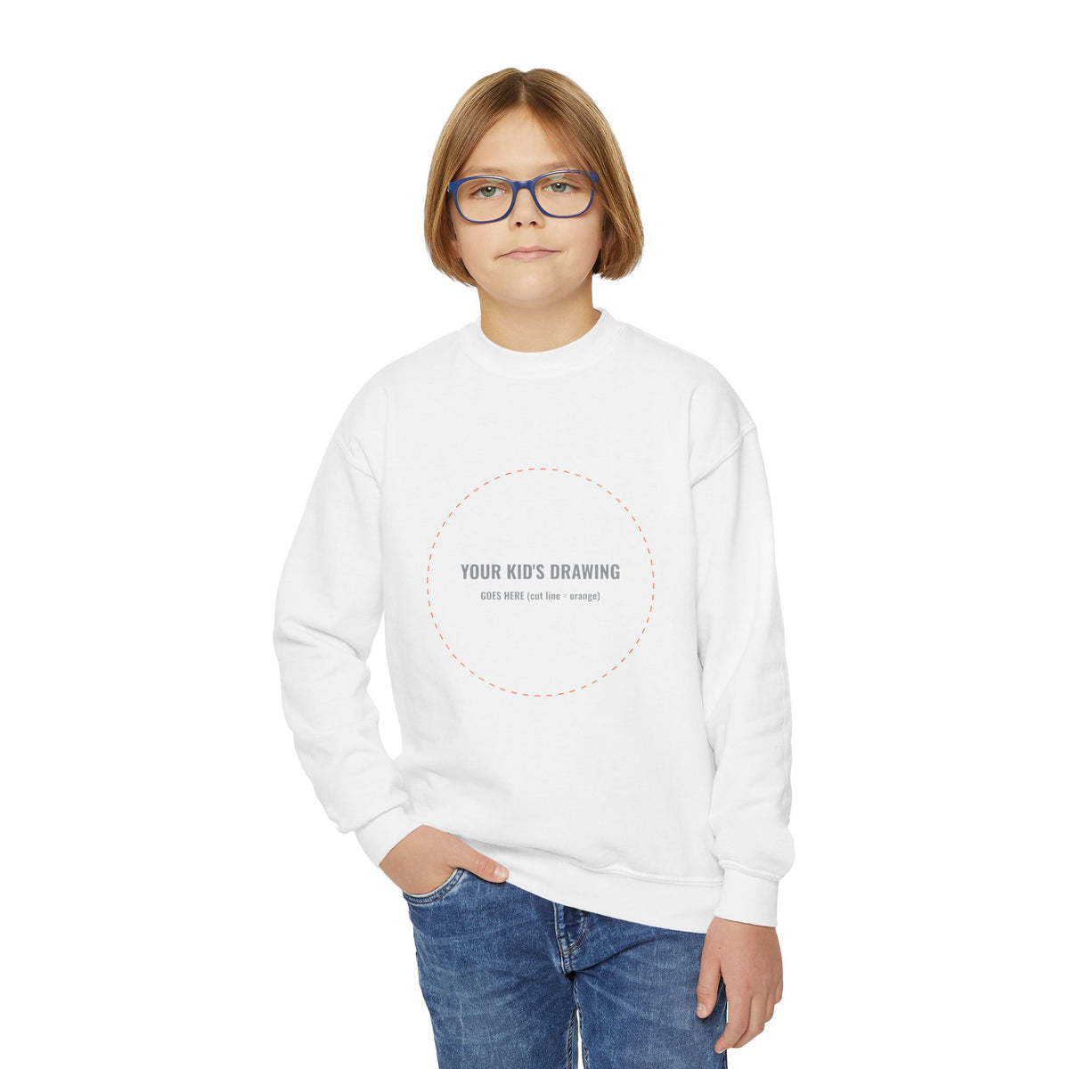 Your Kid's Drawing Youth Fleece Crewneck – Finders Keepers line by Dr. Frank's Garage, view 4