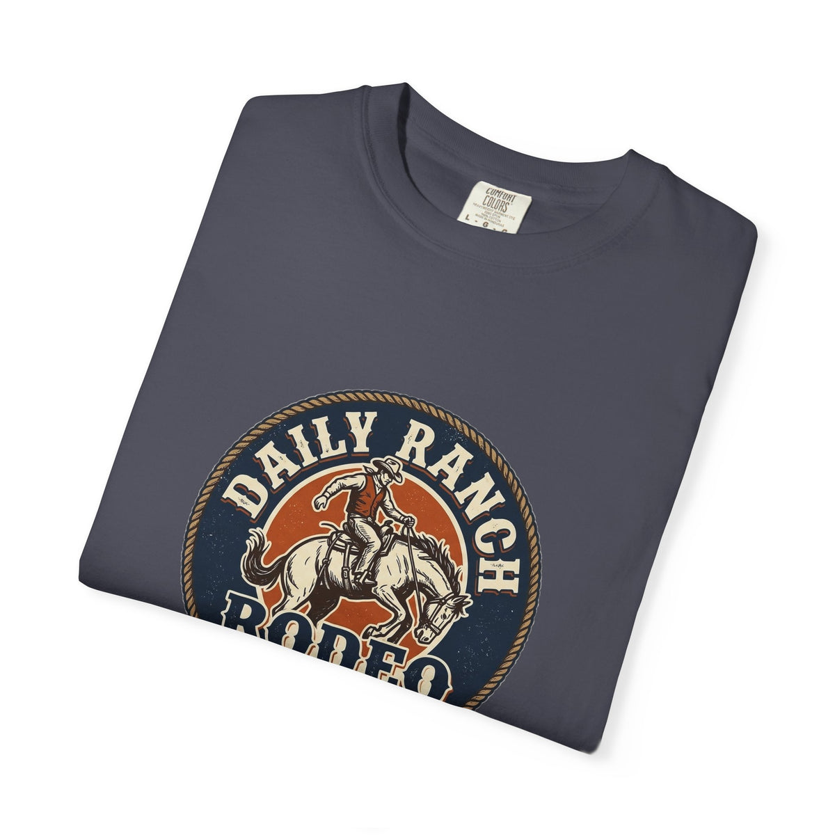 Daily Ranch Rodeo badge Comfort Colors tee with bronc rider