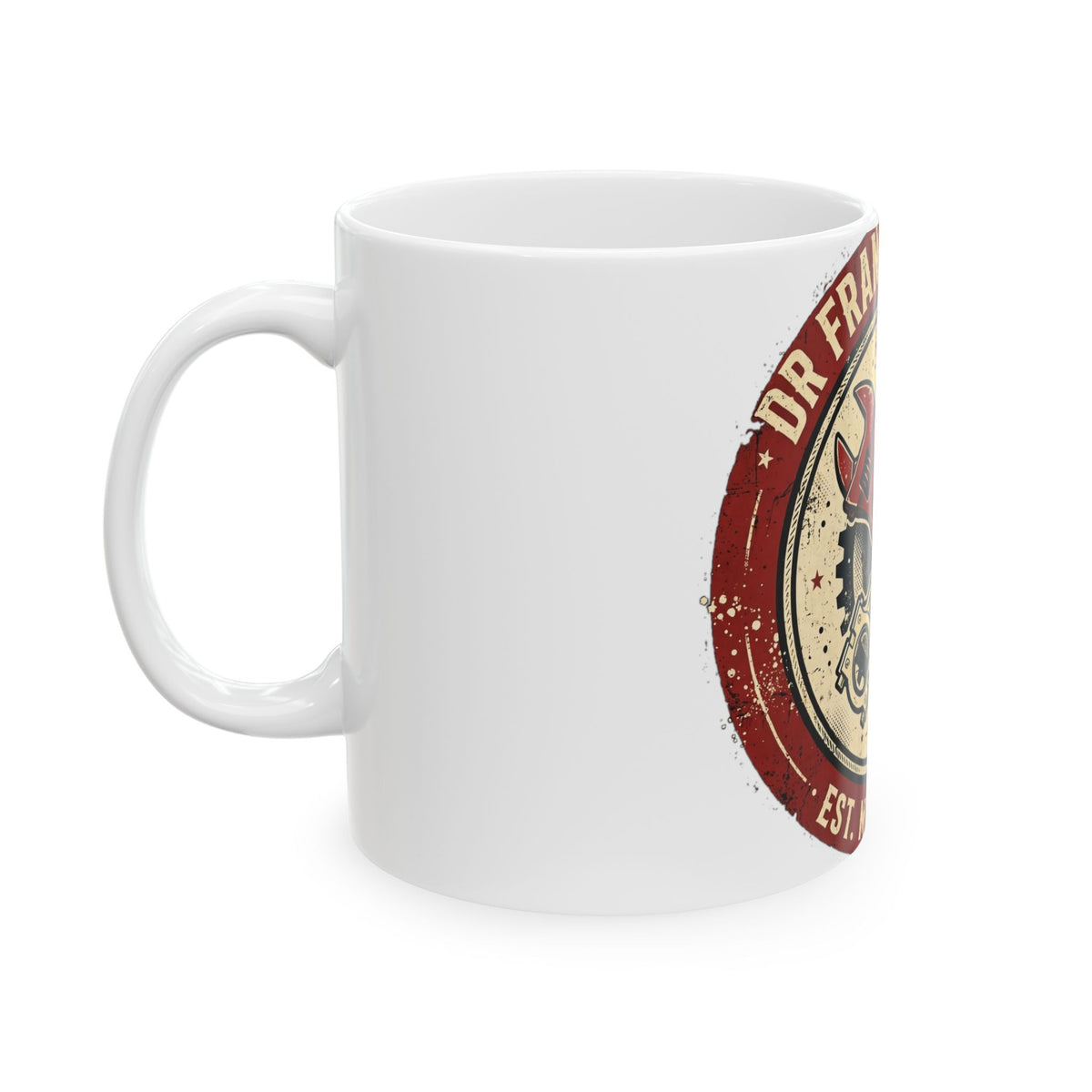 Vintage Badge Garage white ceramic mug, image 4