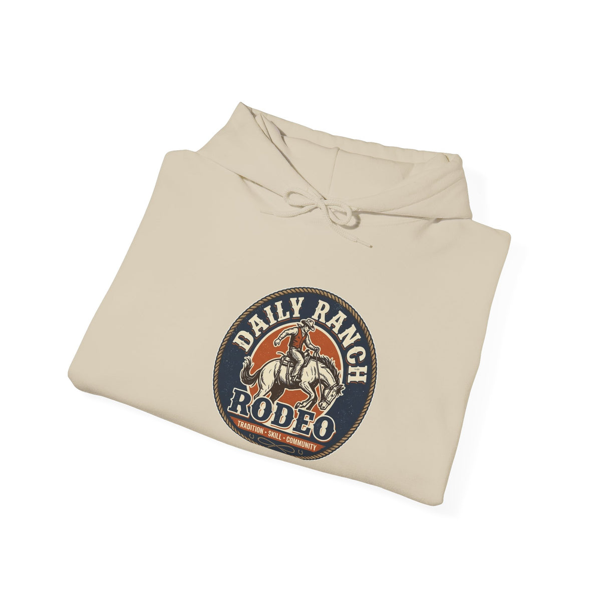Daily Ranch Rodeo badge hoodie with bronc rider