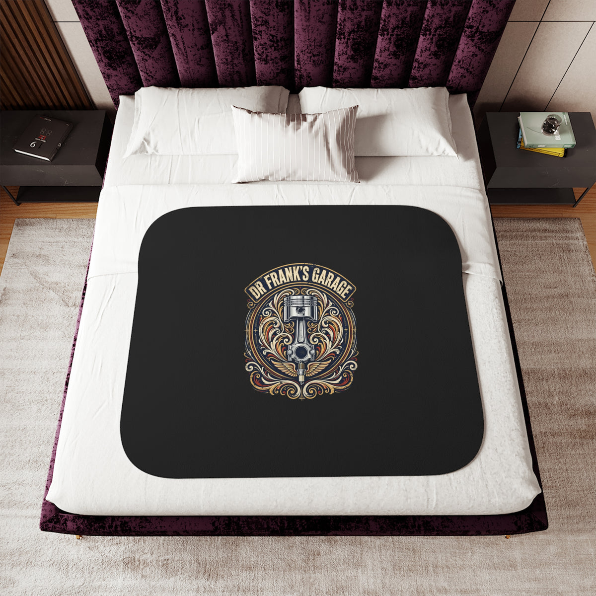 Winged Piston Garage Sherpa Blanket
