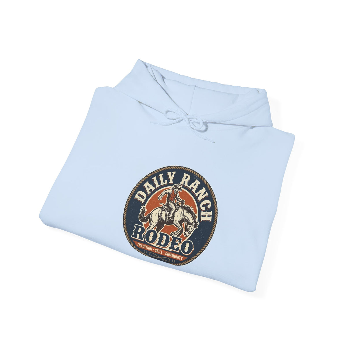 Daily Ranch Rodeo badge hoodie with bronc rider