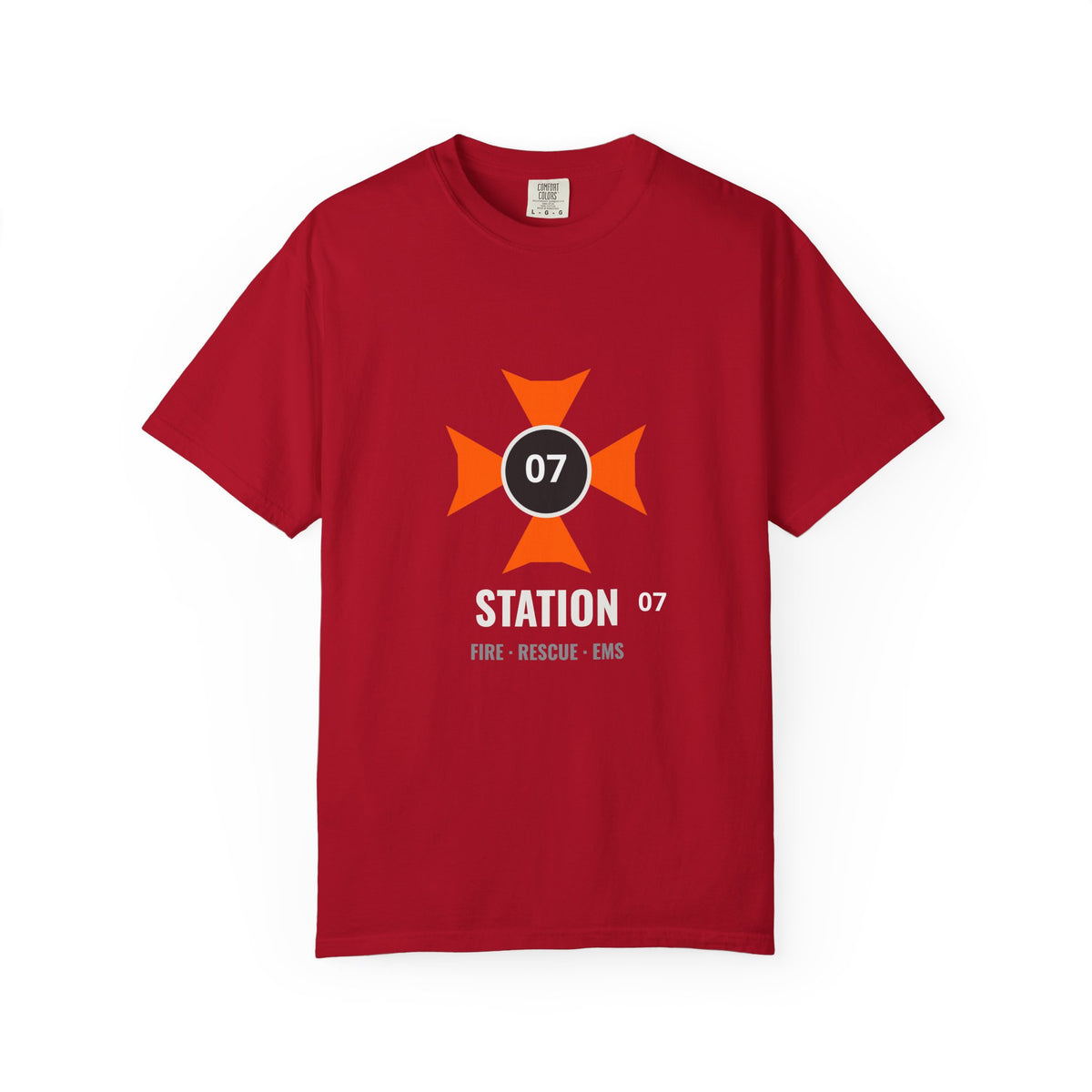 Station-Number Personalized Tee in Red – Public Safety line by Dr. Frank's Garage