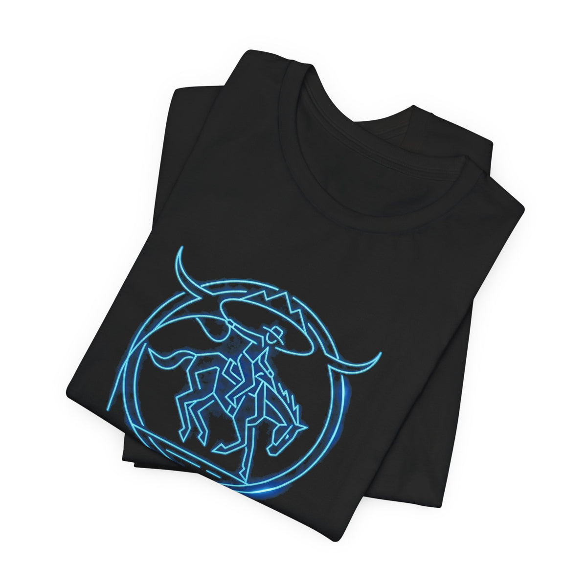 SHT Ranch neon blue bronc rider tee, sodaro.com