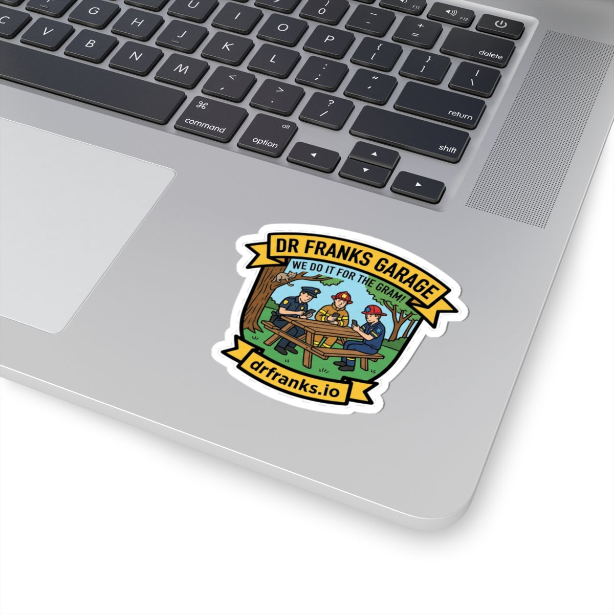 We Do It For The Gram kiss-cut sticker, first responder badge