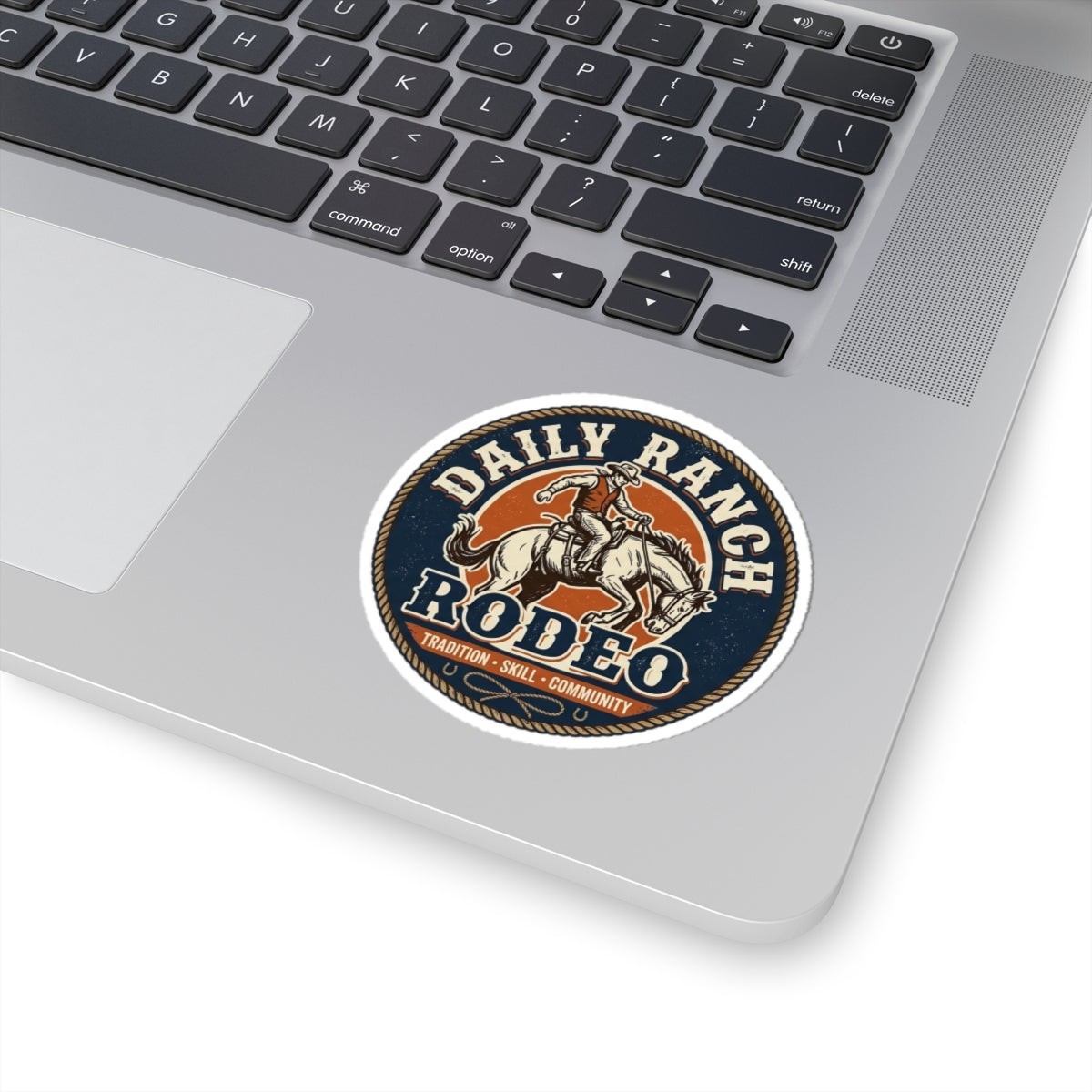 Daily Ranch Rodeo badge kiss-cut sticker with bronc rider
