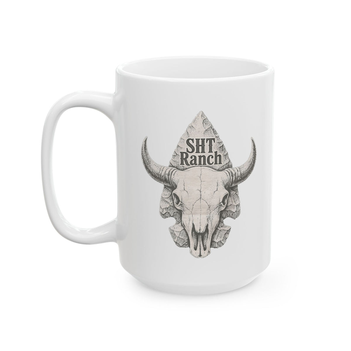 SHT Ranch Skull & Arrowhead Coffee Mug – SHT Ranch & Rodeo line by Dr. Frank's Garage, view 7