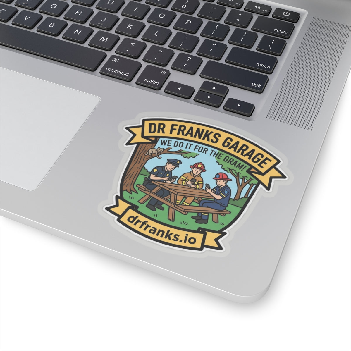 We Do It For The Gram kiss-cut sticker, first responder badge