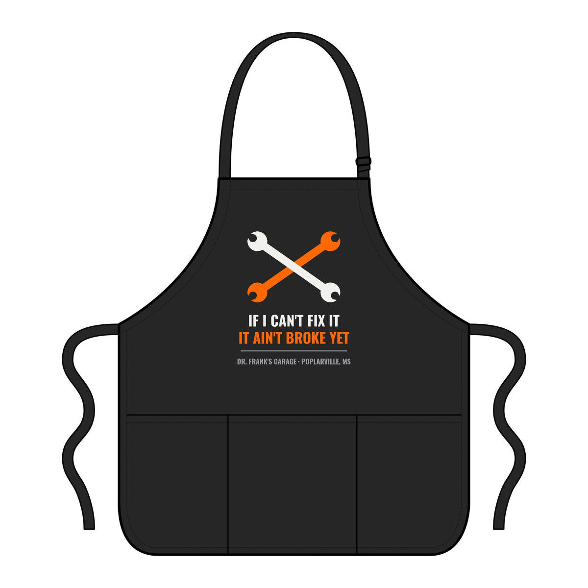 If I Can't Fix It Shop Apron in Black – Garage Wear line by Dr. Frank's Garage